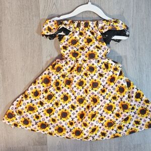 Beautiful sunflower off shoulder summer dress